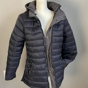 Snobbish Black& Gray Reversible Puffer Jacket with Detachable Hood  L Juniors